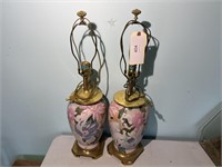 2  FLOWERED TABLE TOP LAMPS