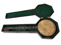Banjo with Inlaid Neck and Wood Case