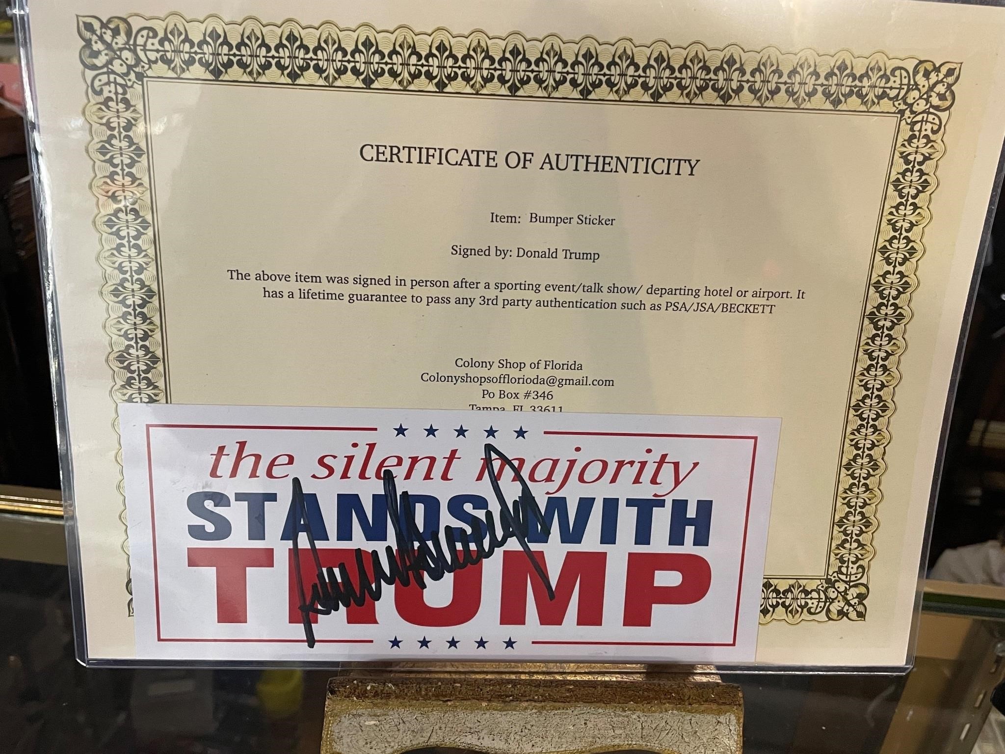 Authentic Autographed Donald Trump Bumper Sticker