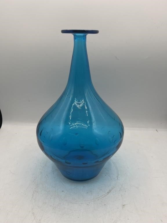 Vintage Mid Century Peacock Blue Vase Blenko ?