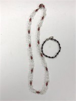 Necklace W/ Silver Clasp, Bead & Silver Bracelet
