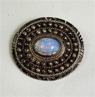 Vintage Large  Sterling (Mexico) Opal Pin/Brooch