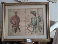 FRAMED 1905 TURN OF THE CENTURY FOOTBALL PLAYER