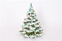 Vintage Flocked Green Ceramic Christmas Tree