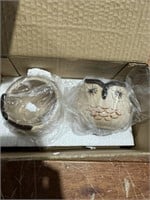 (4) Boxes of (2) Owl Pottery Plater
