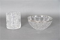 Vintage Crystal Vase & Silver Rim Serving Bowl
