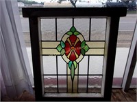 Fabulous 6 Color Stained Glass Window In Original