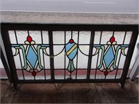 Gorgeous 4 Color Stained Glass Window 3 Panel