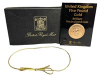 1984 UK 5 Pound Gold coin 39.94g. 1.177 oz. troy