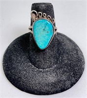 Vintage Sterling Turquoise Foot Ring 3.5 Gr S-5.25