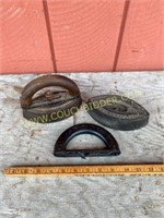 Pair of Antique Sad Irons w/ Wood Handles