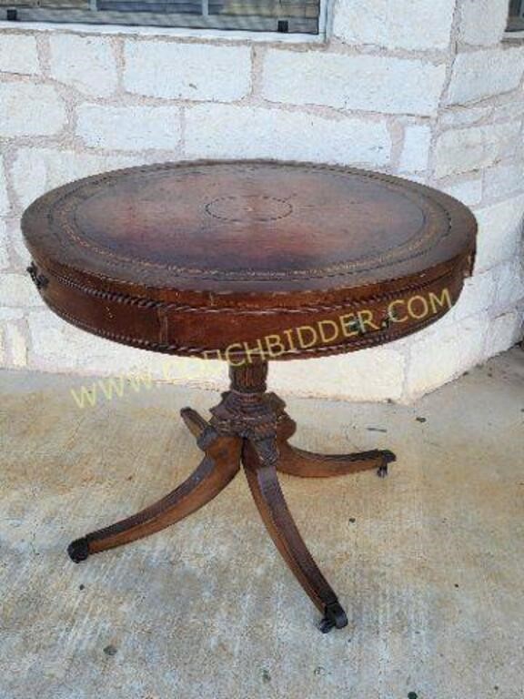 Duncan Phyfe Style Drum Table with Leather Top