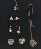 Assorted Sterling Necklaces and Pearl Earrings