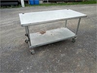 STAINLESS STEEL ROLL AROUND TABLE 5'Lx30"Wx34"T