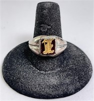 Vintage Sterling Garnet/14KT Gold Signant Ring