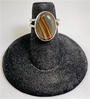 Sterling Laced Agate Ring 5 Grams Size 4.75