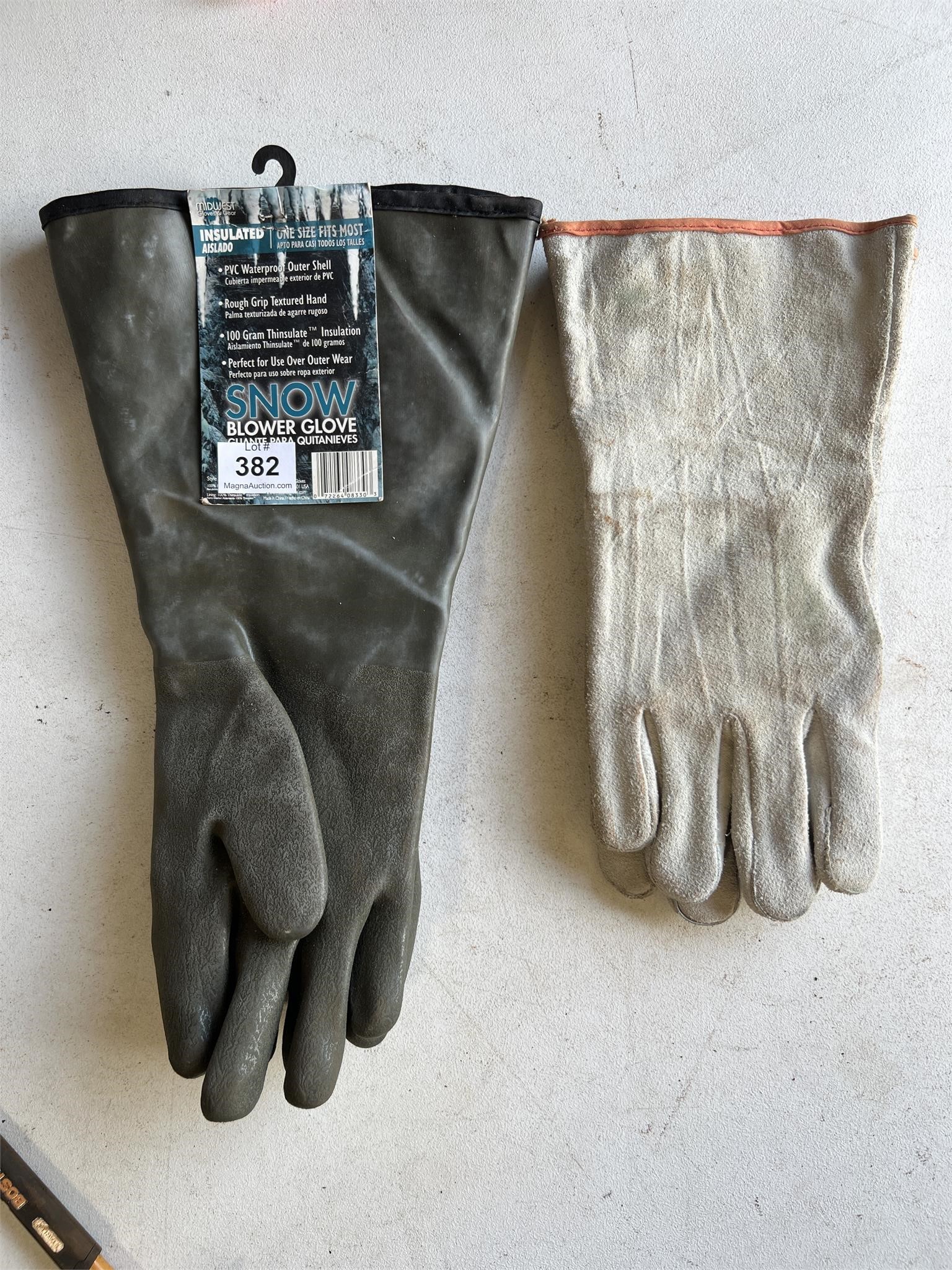 Insulated Snow Blower & Leather Work Gloves
