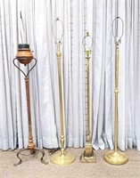 Various Floor Lamps Including Leather & Wood