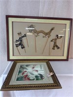 2pc Framed Chinese Art: Shadow Puppets, Koi