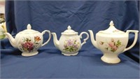 3 floral teapots: Wood & Sons ironstone England &