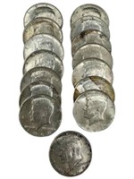 (15) 1964, $7.50 face, Silver Kennedy half dollars