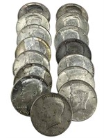 (15) 1964, $7.50 face, Silver Kennedy half dollars