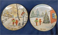 1974 & 1975 signed Gorham Christmas plates in