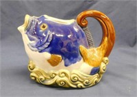 Hand painted vase, 8" tall - Fish teapot