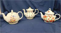 3 teapots including English teapot