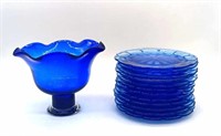 Cobalt Glass Including 7" Blown Vase