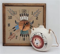 Native American Indian Design Wall Clock & ...