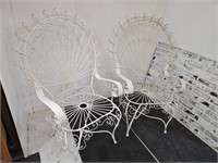 2 Peacock Wrought Iron Patio Chairs