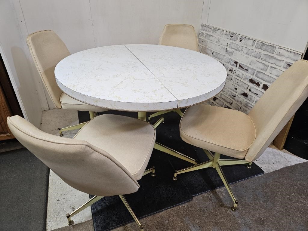Vintage Table w/ Swivel Chairs 41" Across