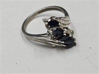 925 Sterling Silver Sapphire Ring Sz. 8