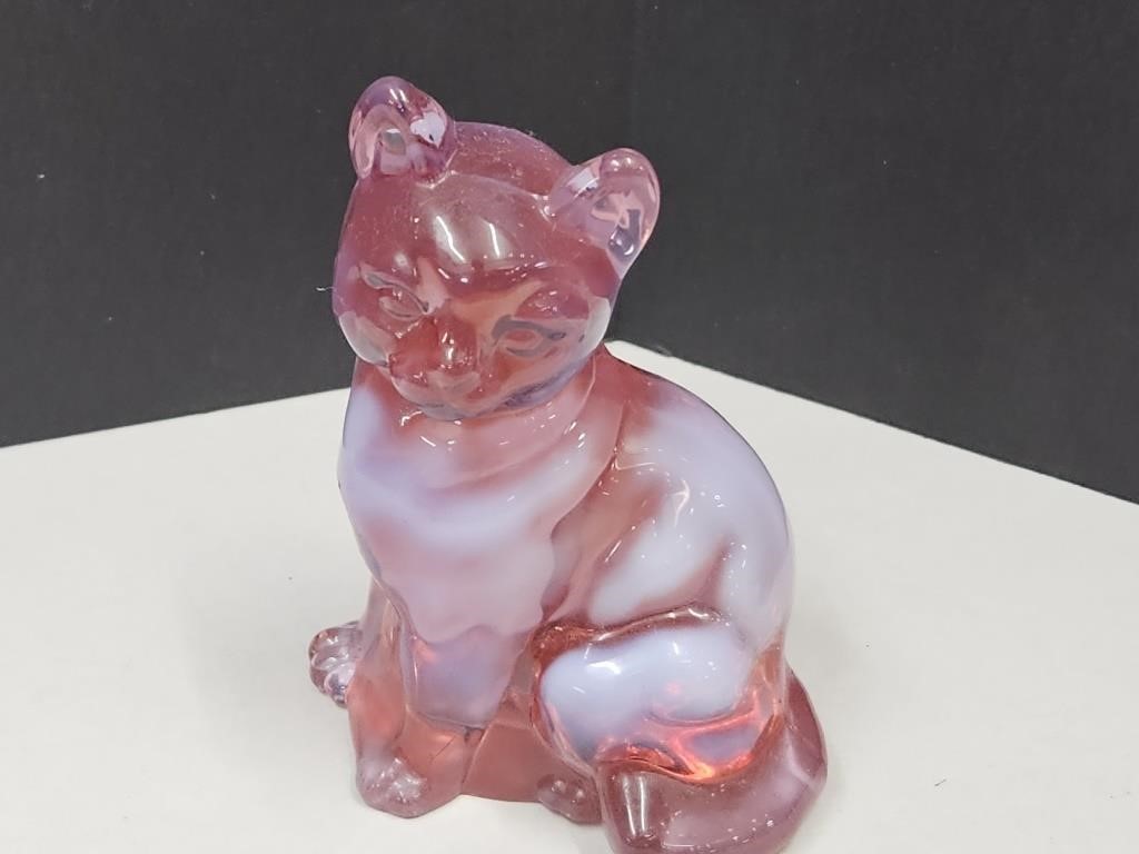 Fenton Art Glass  Cat Paperweight