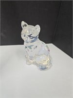 Fenton Glass Art Signef Meeks Cat Paperweight