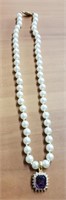 Vintage Amethyst Pearl Necklace