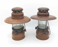 Two Mahogany Decorative Candle Lanterns - As Is