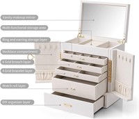 Vlando Large Jewelry Box, 6 Tier Jewelry Box White