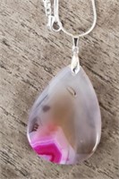 Pink Striped Agate Gemstone Necklace