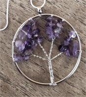 Amethyst Gemstone Tree of Life Necklace