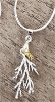 Silver Evergreen Branch w/Pinecone Necklace