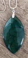 Green & Black Dragon Veins Agate Gemstone Necklace