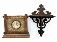 Walnut Victorian Shelf & Colonial Clock