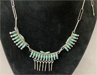 VINTAGE TURQUOISES AND SILVER NECKLACE