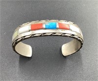 CORAL MOTHER OF PEARL AND TURQUOISE CUFF