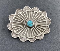 SILVER AND TURQUOISE PIN