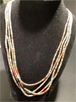 NAVAJO BEADED TURQUOISE AND CORAL NECKLACE