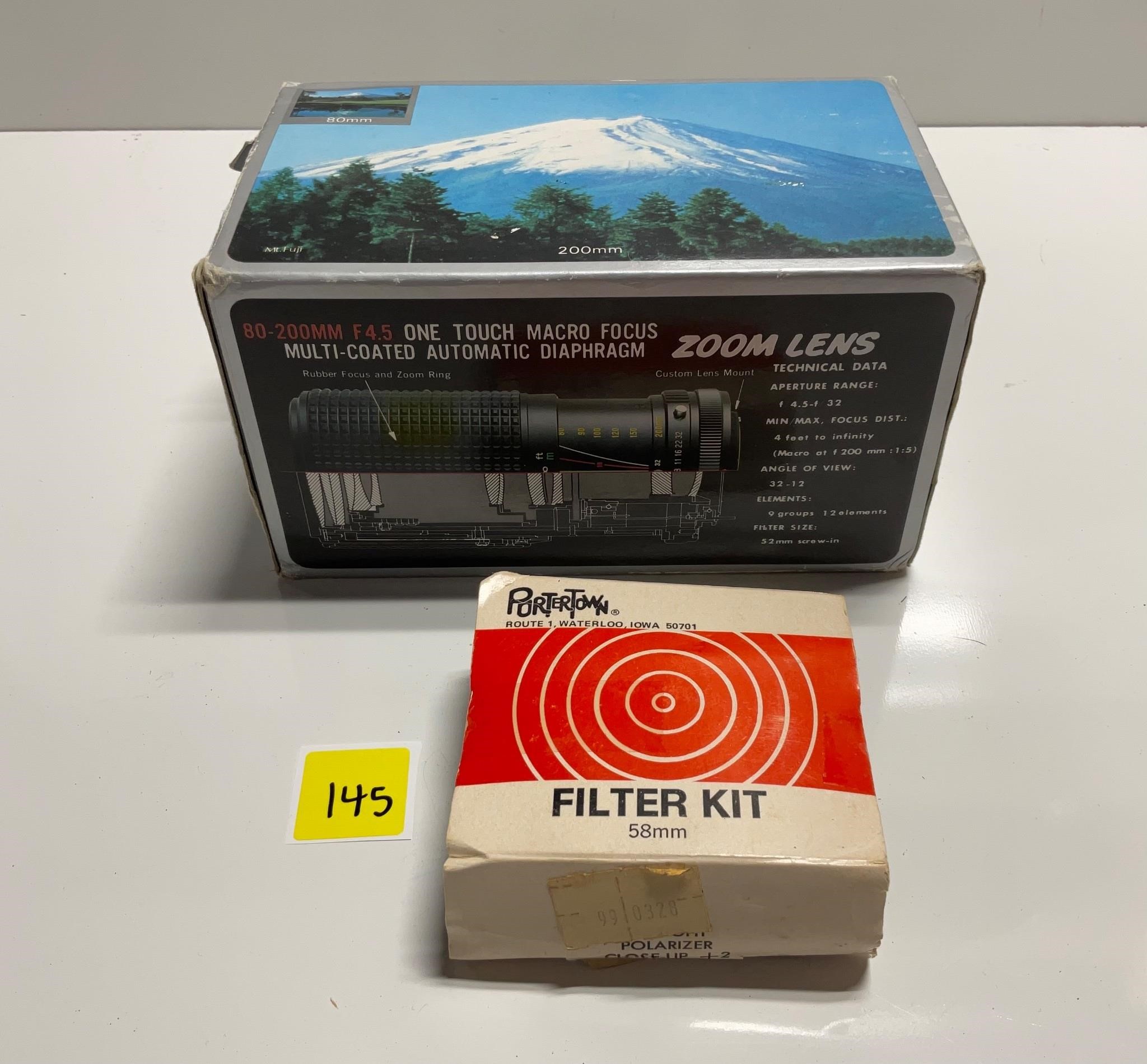 Vtg Zoom Lens&Portertown Filter Kit