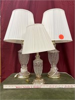 Three Crystal Glass Lamps